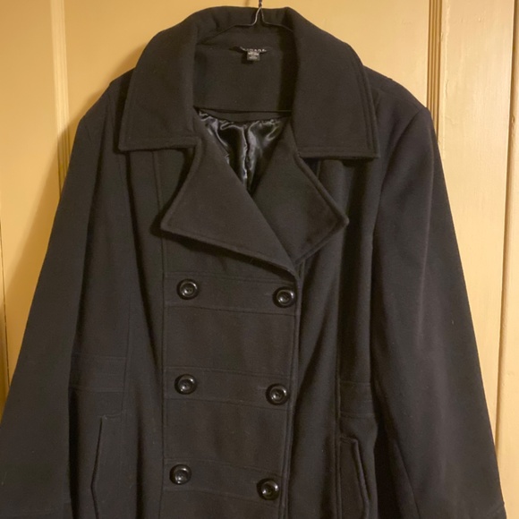 Black George Winter Pea Coat Sz 2X 18W-20W EUC - Picture 3 of 5